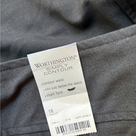 NEW Worthington Stretch Simply Contour Pants Slight Flare Charcoal Women's 18 - Picture 13 of 14